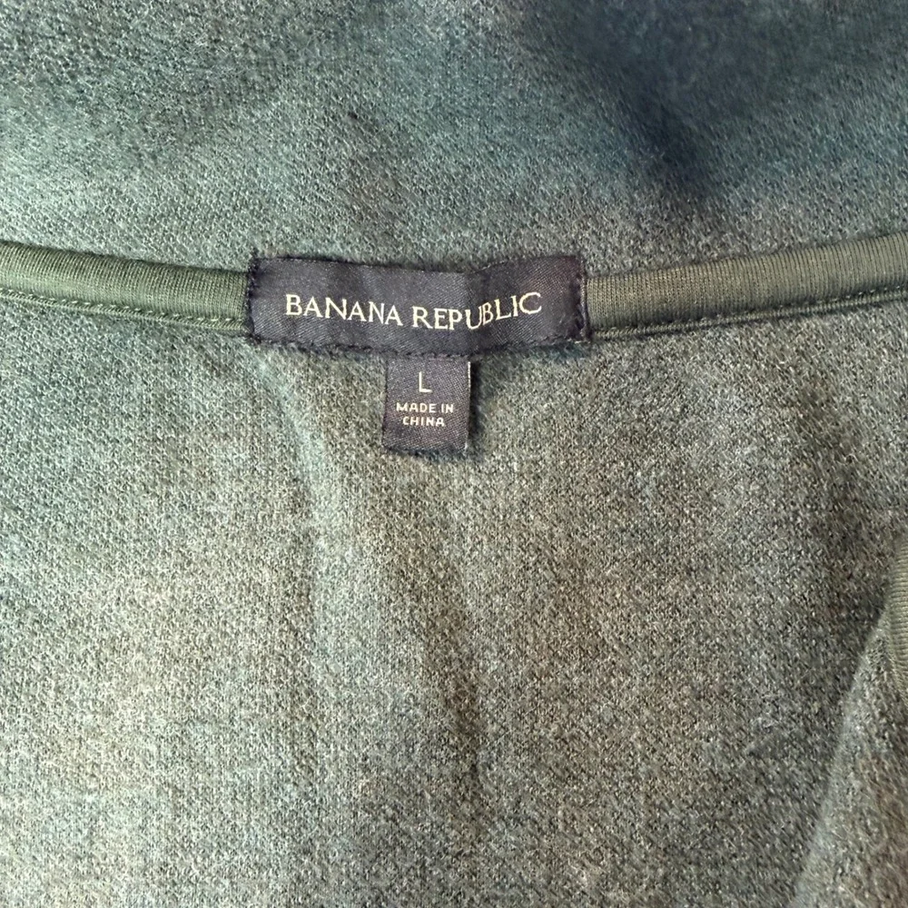 Banana Republic Mens Large Olive Green‎ Ribbed Quarter Zip Pullover Sweater L